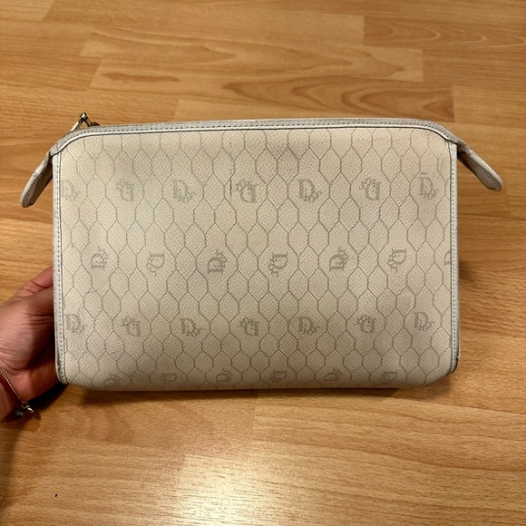 AUTHENTIC Christian Dior Vintage Honeycomb Monogram Zipper Clutch - Picture 5 of 8